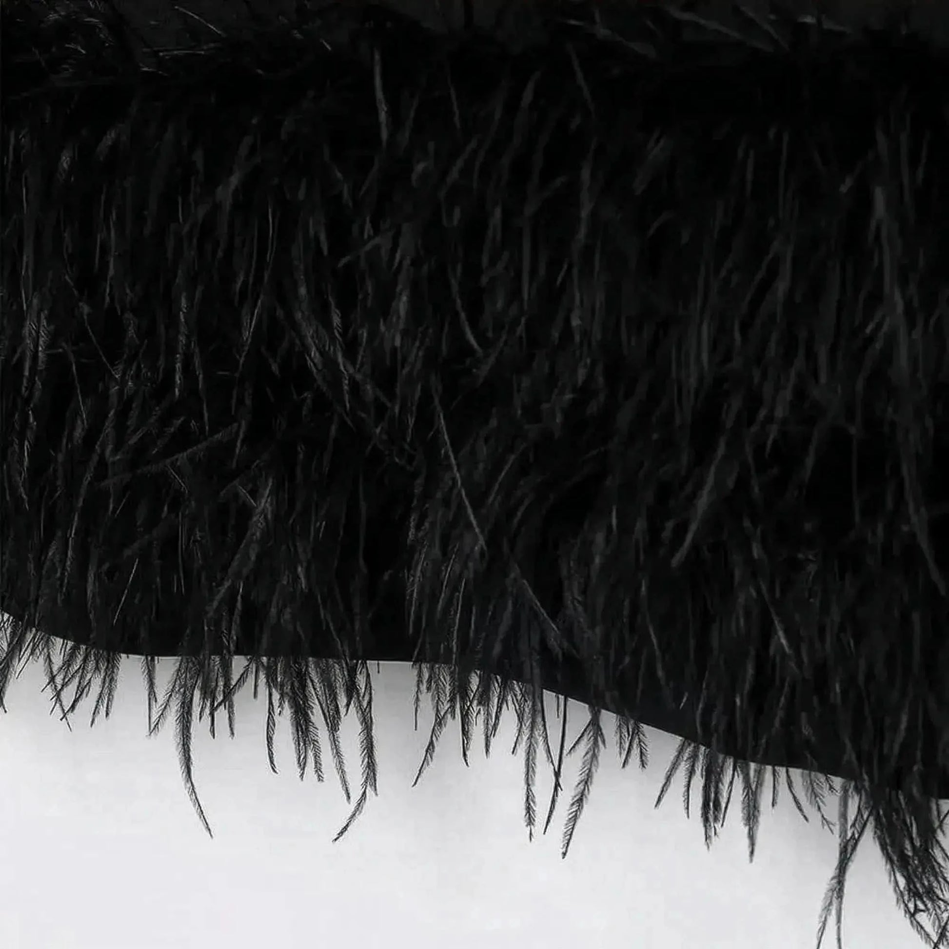 Mini Robe Noire à Plumes - Saylana