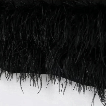 Mini Robe Noire à Plumes - Saylana