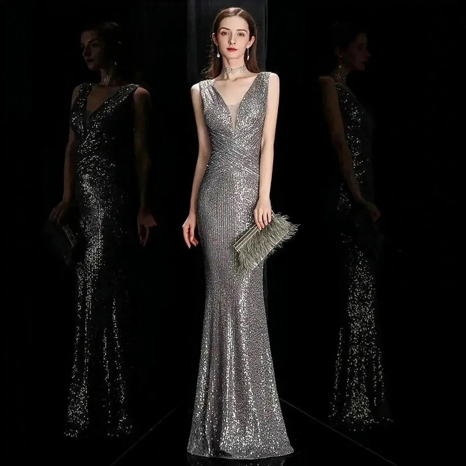 Robe Mermaid Sequins Soirée - Saylana