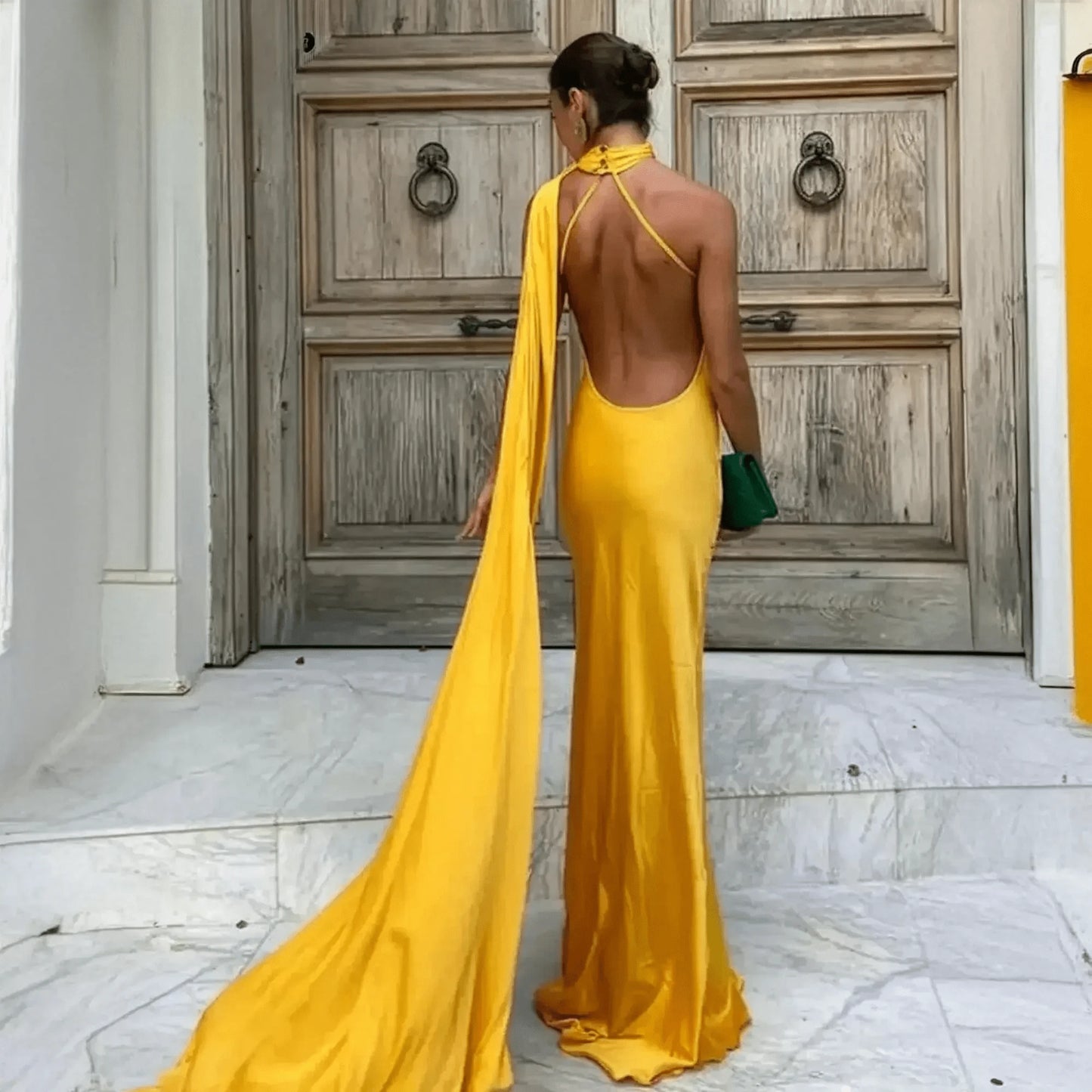 Robe Satinée Dos Nu - Saylana