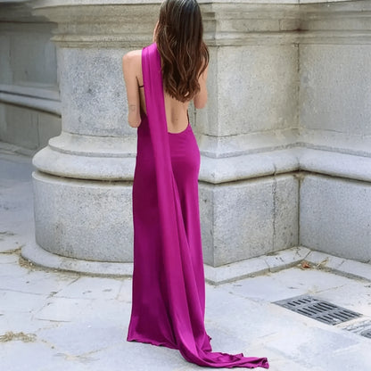 Robe Satinée Dos Nu - Saylana