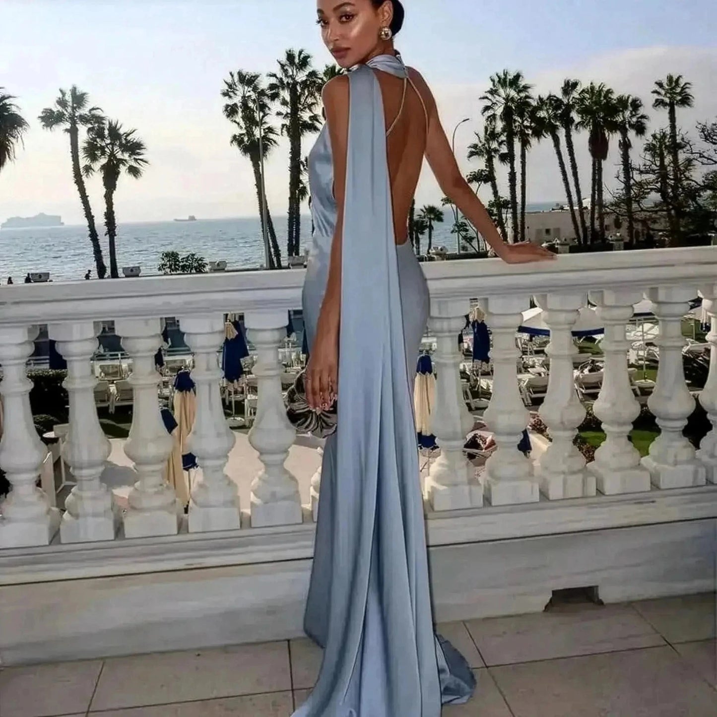 Robe Satinée Dos Nu - Saylana