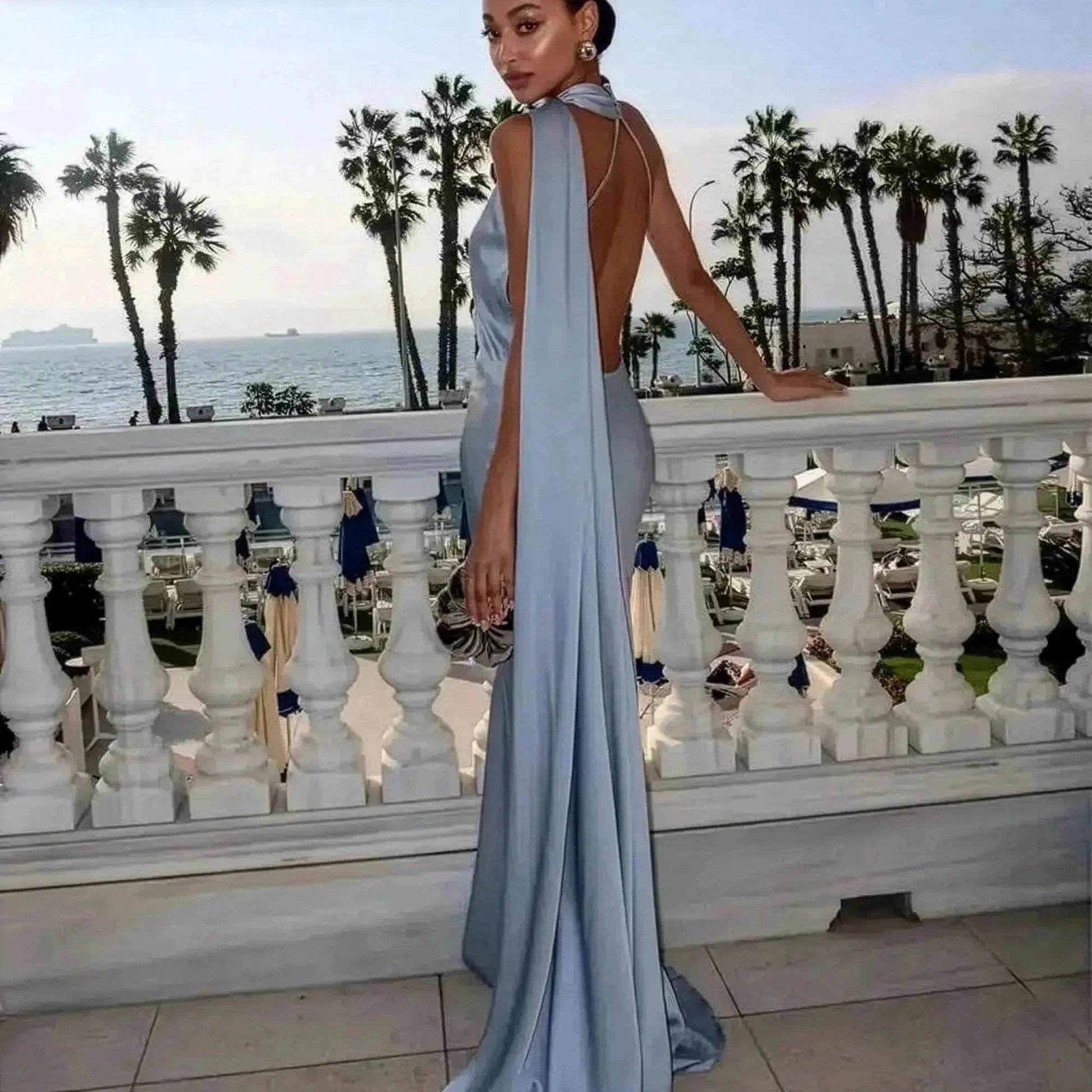 Robe Satinée Dos Nu - Saylana