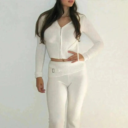 Ensemble Tricoté Femme : Crop Top + Pantalon - Saylana