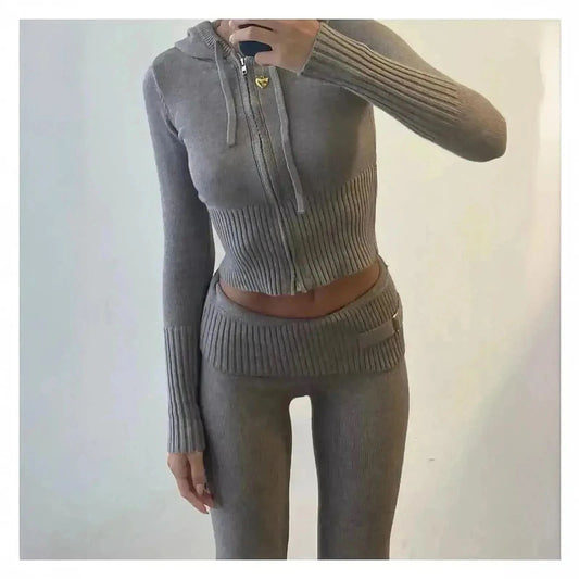 Ensemble Tricoté Femme : Crop Top + Pantalon - Saylana