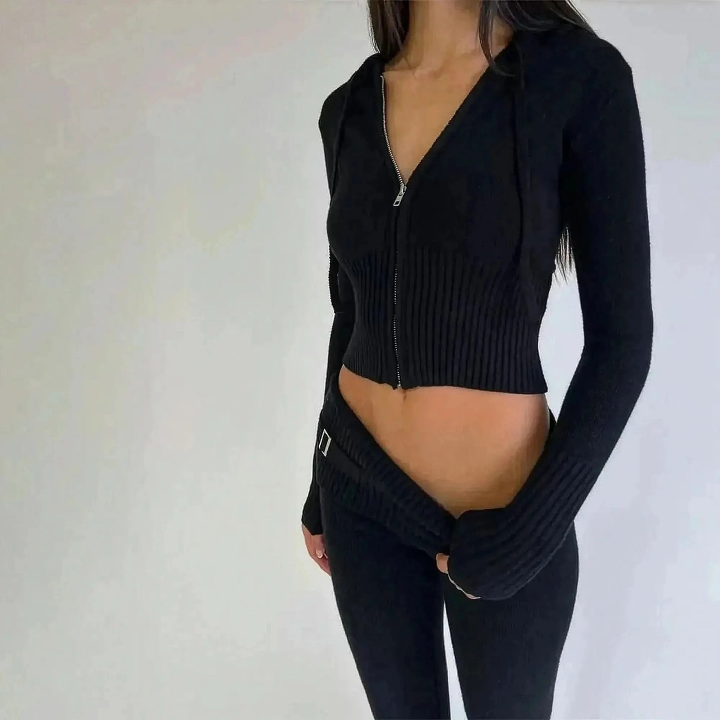 Ensemble Tricoté Femme : Crop Top + Pantalon - Saylana