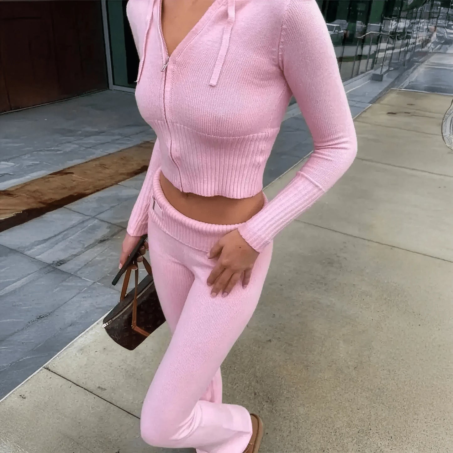 Ensemble Tricoté Femme : Crop Top + Pantalon - Saylana