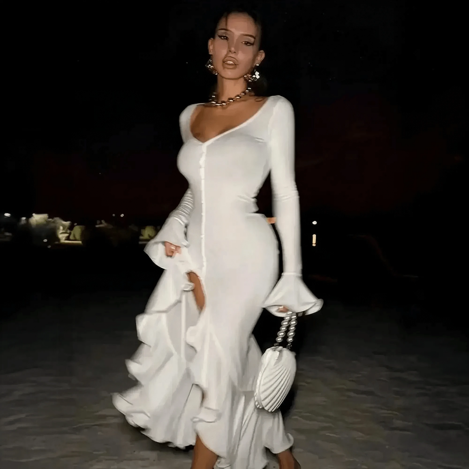 Mini Robe Volants Dos Nu - Saylana