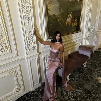 Robe Sirène Satinée avec Strass - Saylana