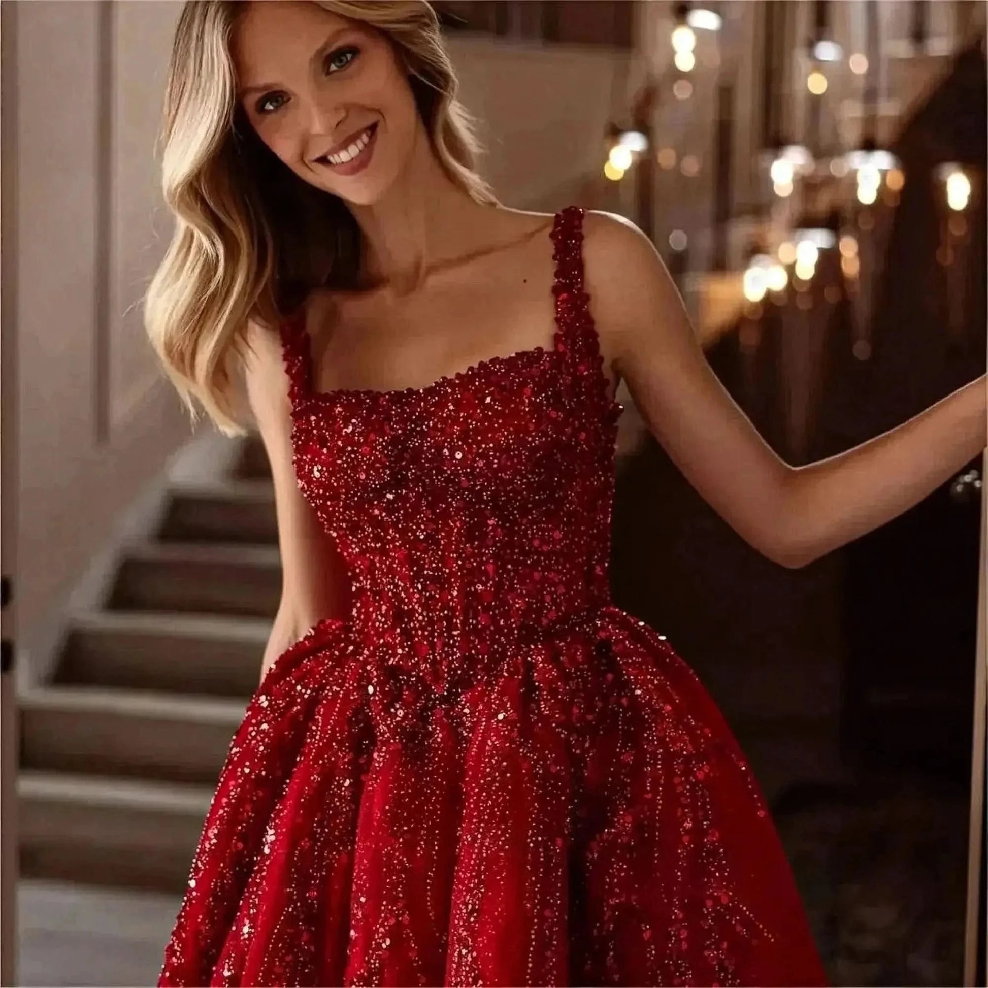 Robe Événementielle Élégante avec Perles - Saylana