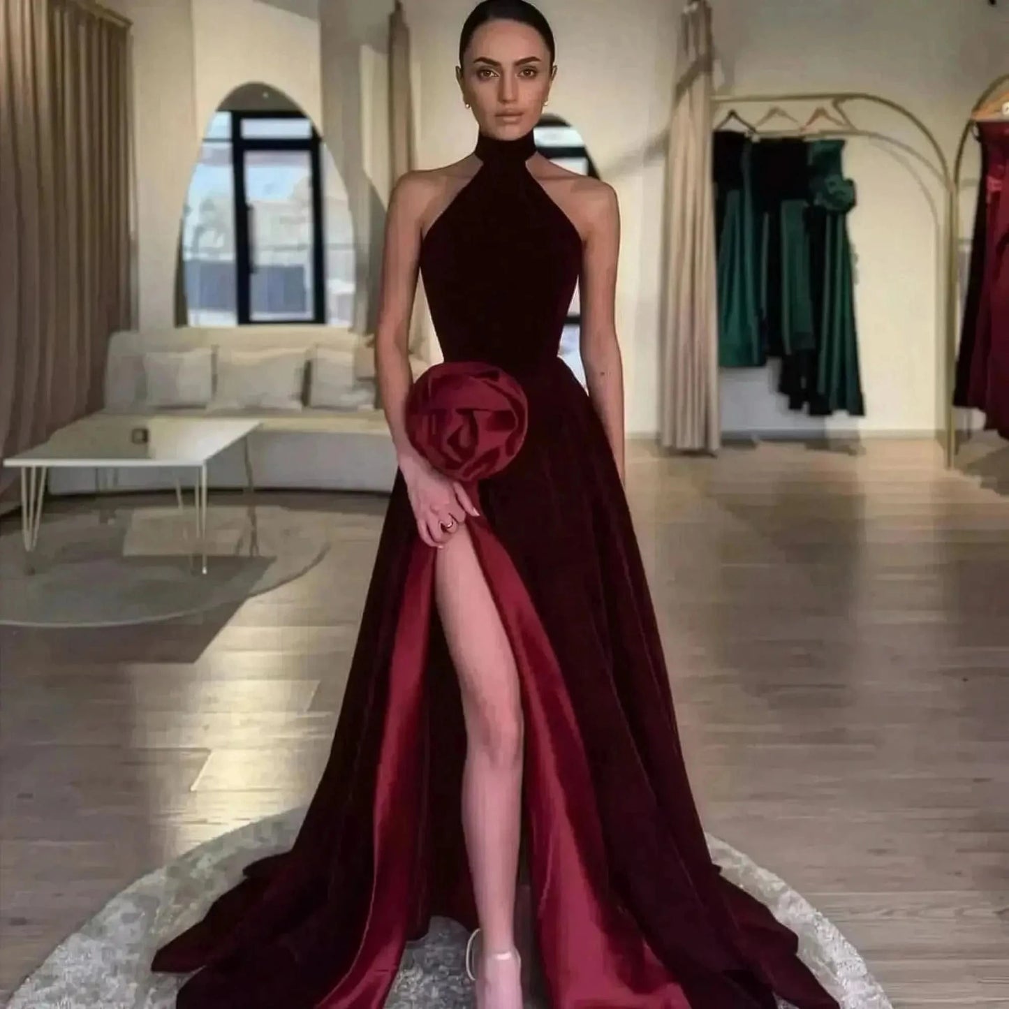 Robe Velours Fendue - Saylana