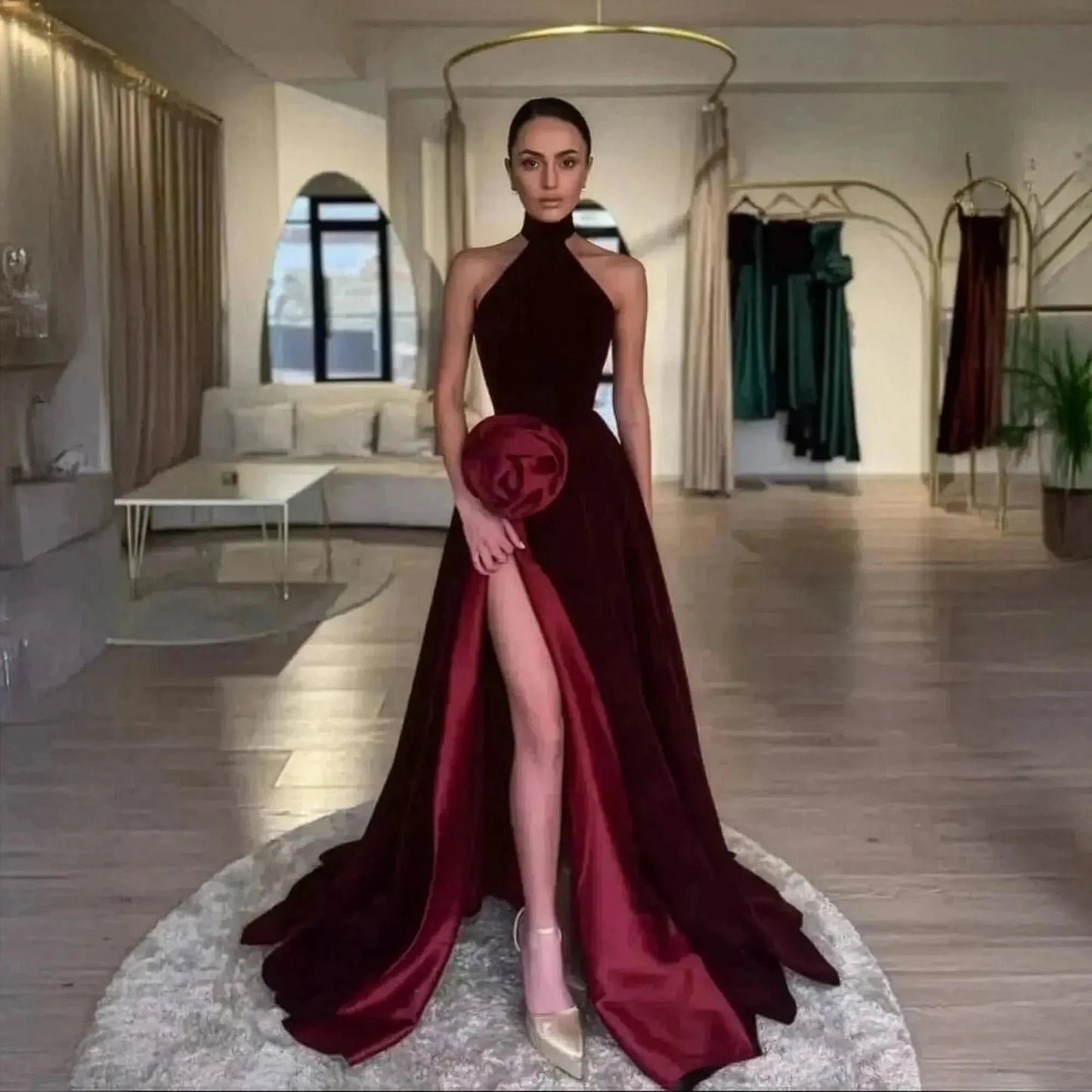 Robe Velours Fendue - Saylana