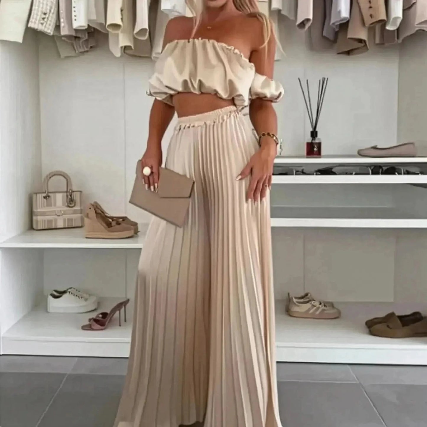 Ensemble Décontracté Imprimé : Top Sans Manches + Pantalon Large - Saylana