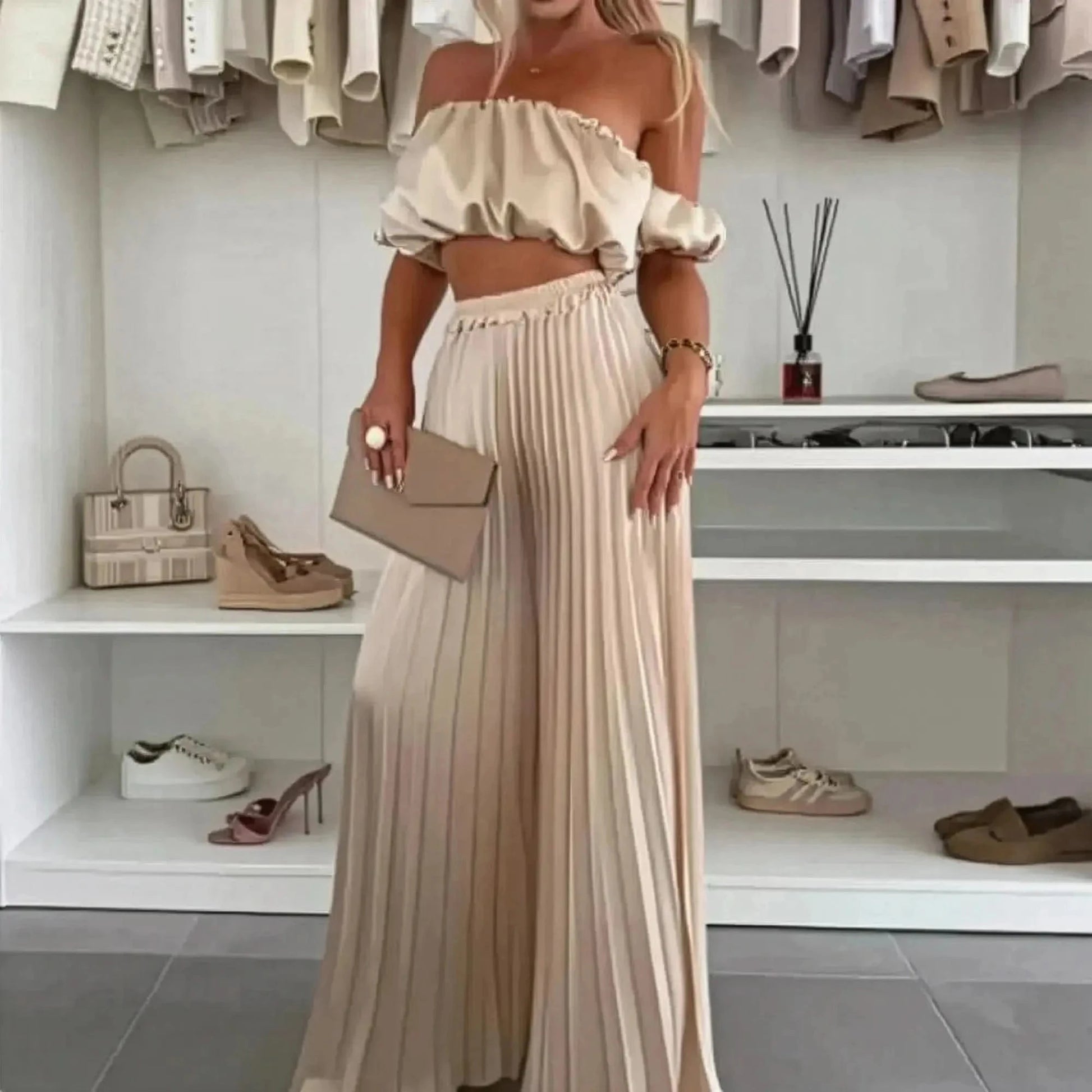 Ensemble Décontracté Imprimé : Top Sans Manches + Pantalon Large - Saylana