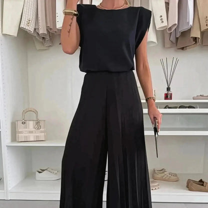 Ensemble Décontracté Imprimé : Top Sans Manches + Pantalon Large - Saylana