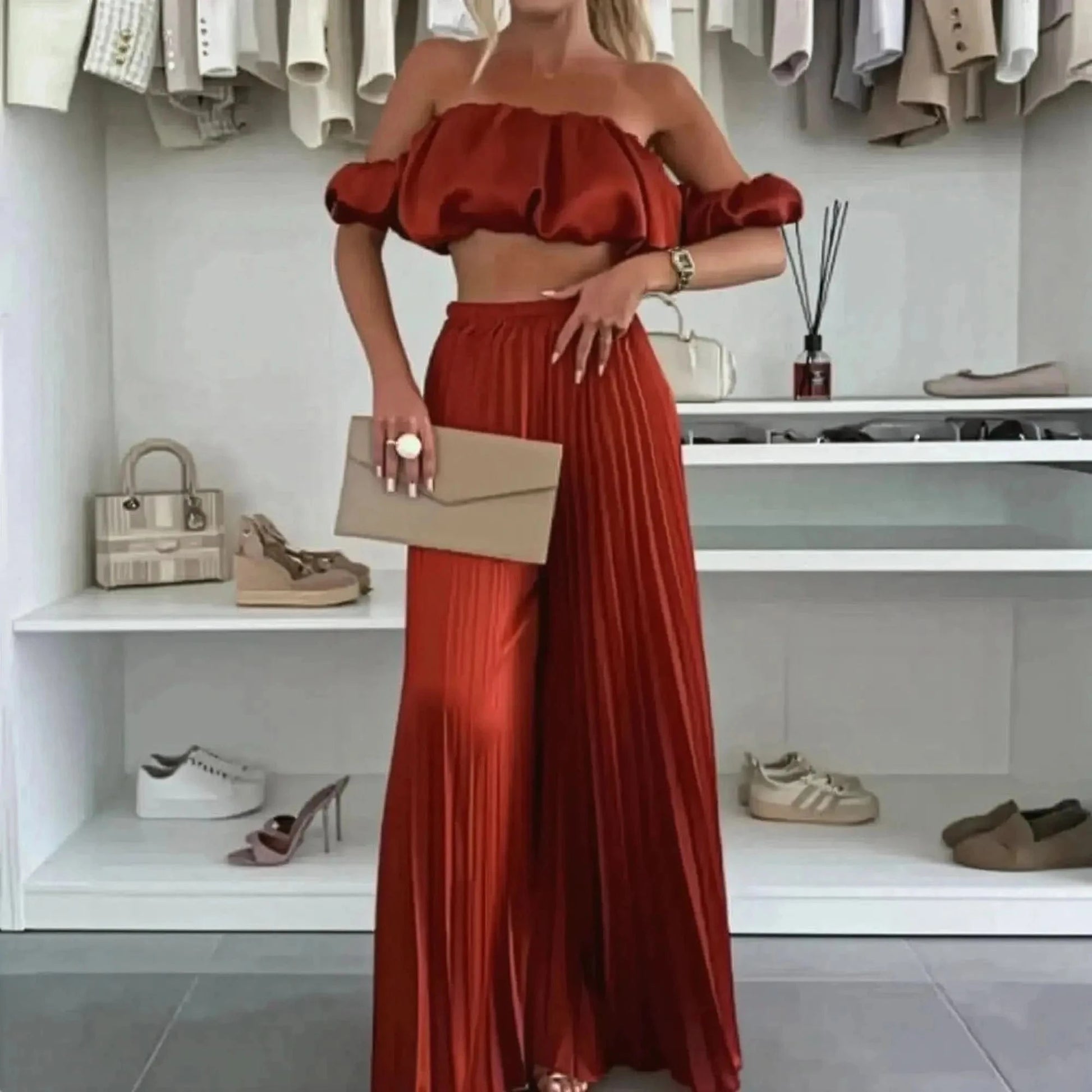 Ensemble Décontracté Imprimé : Top Sans Manches + Pantalon Large - Saylana