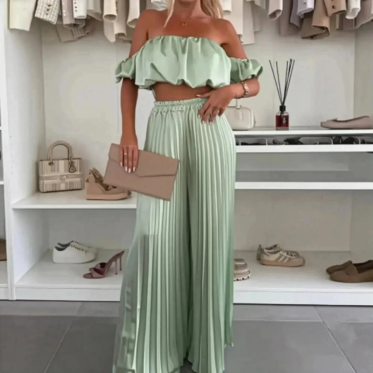 Ensemble Décontracté Imprimé : Top Sans Manches + Pantalon Large - Saylana