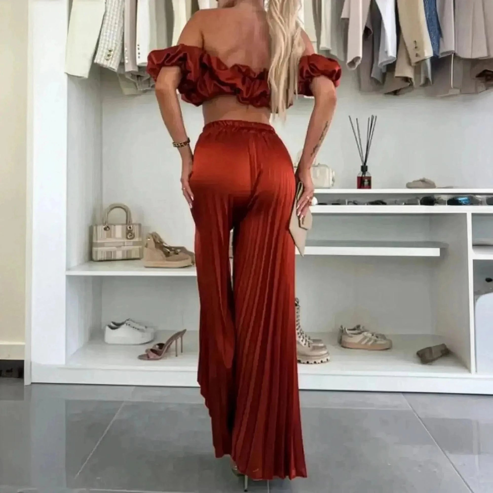 Ensemble Décontracté Imprimé : Top Sans Manches + Pantalon Large - Saylana