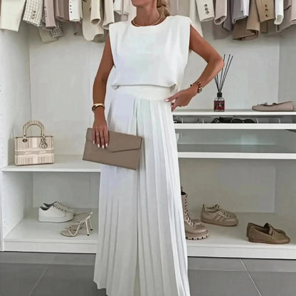 Ensemble Décontracté Imprimé : Top Sans Manches + Pantalon Large - Saylana