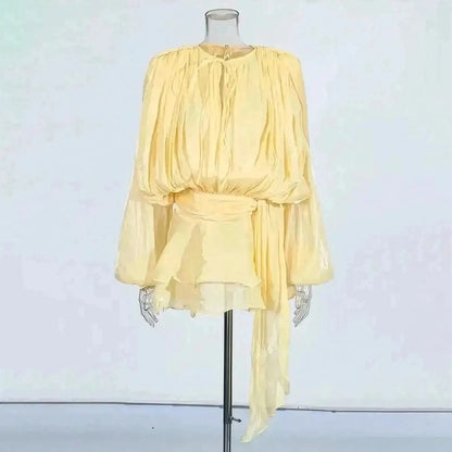 Mini Robe à Lacets Manches Longues - Saylana