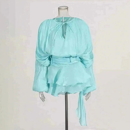 Mini Robe à Lacets Manches Longues - Saylana