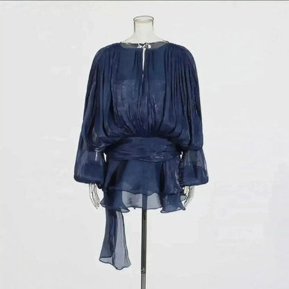 Mini Robe à Lacets Manches Longues - Saylana