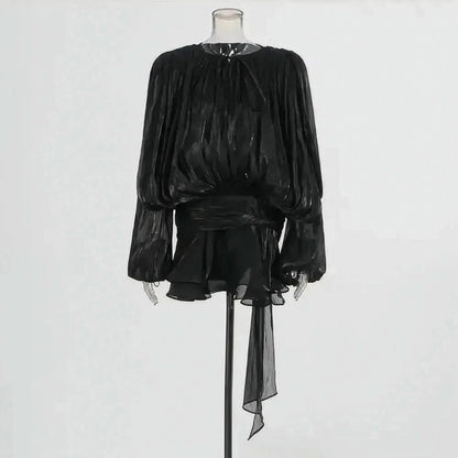 Mini Robe à Lacets Manches Longues - Saylana