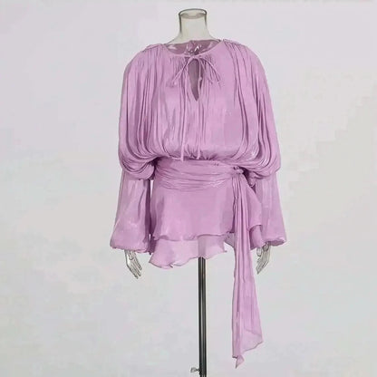 Mini Robe à Lacets Manches Longues - Saylana