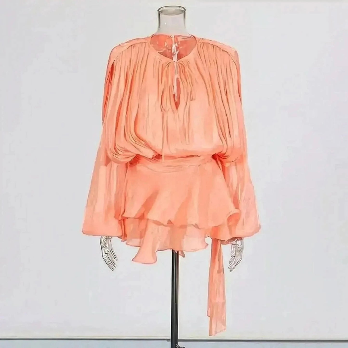 Mini Robe à Lacets Manches Longues - Saylana