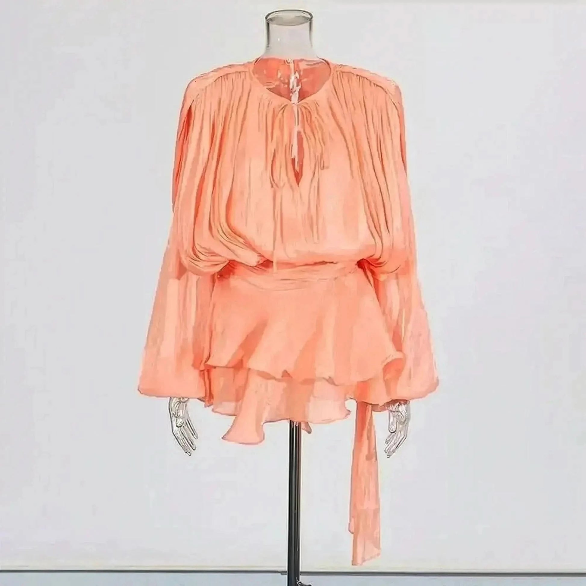 Mini Robe à Lacets Manches Longues - Saylana