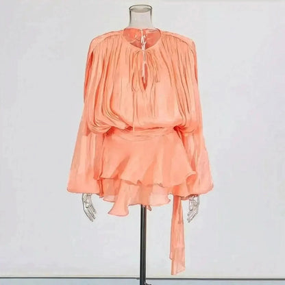 Mini Robe à Lacets Manches Longues - Saylana