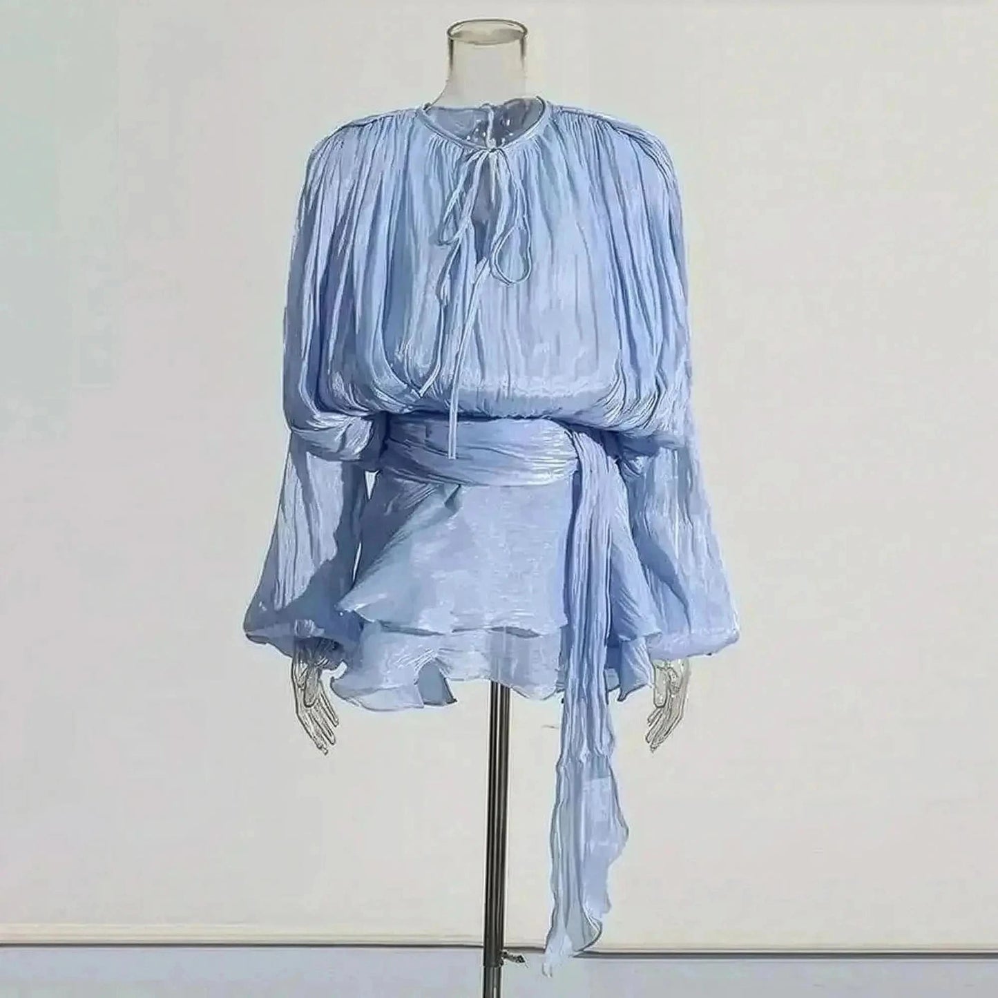 Mini Robe à Lacets Manches Longues - Saylana