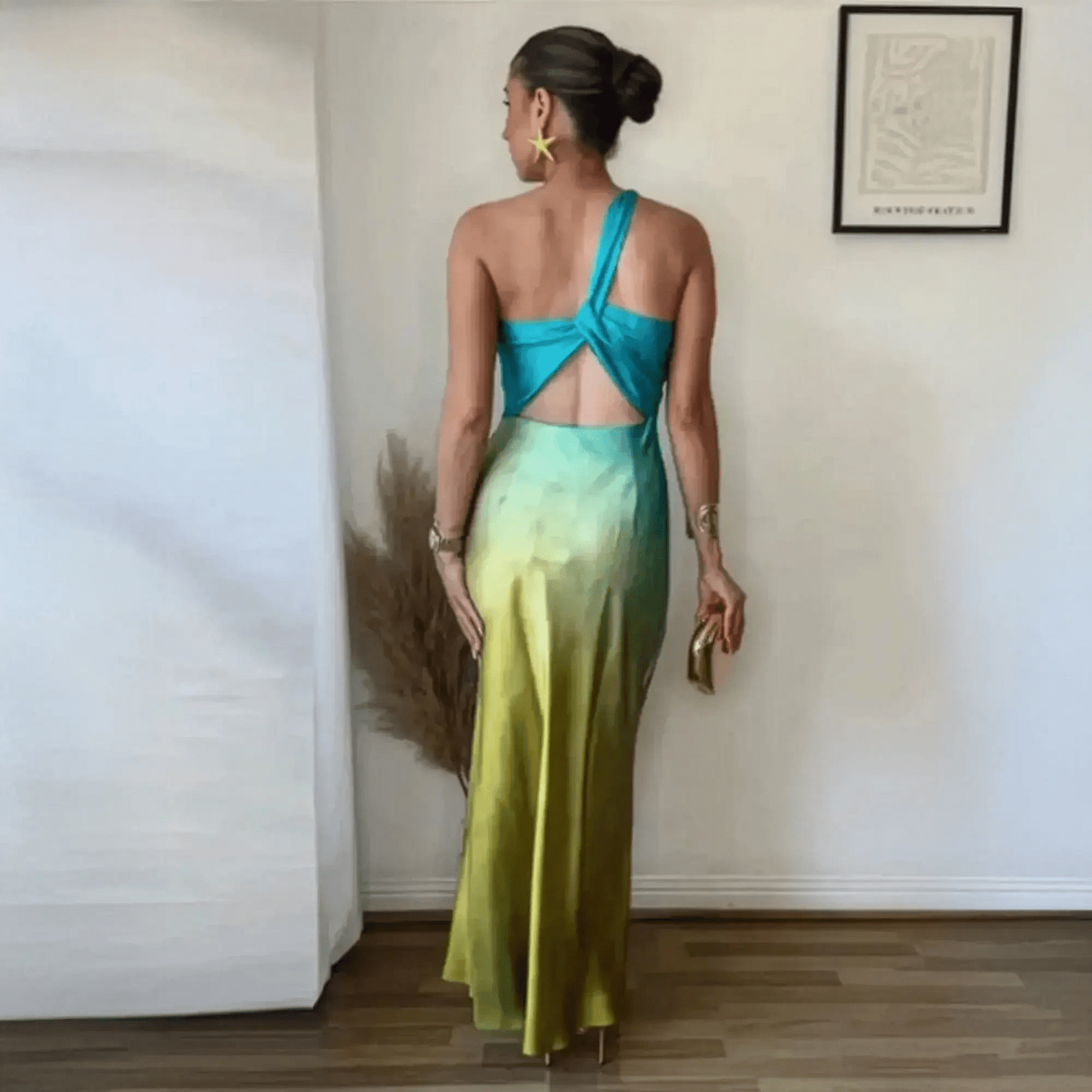 Robe Longue Asymétrique Imprimée - Saylana