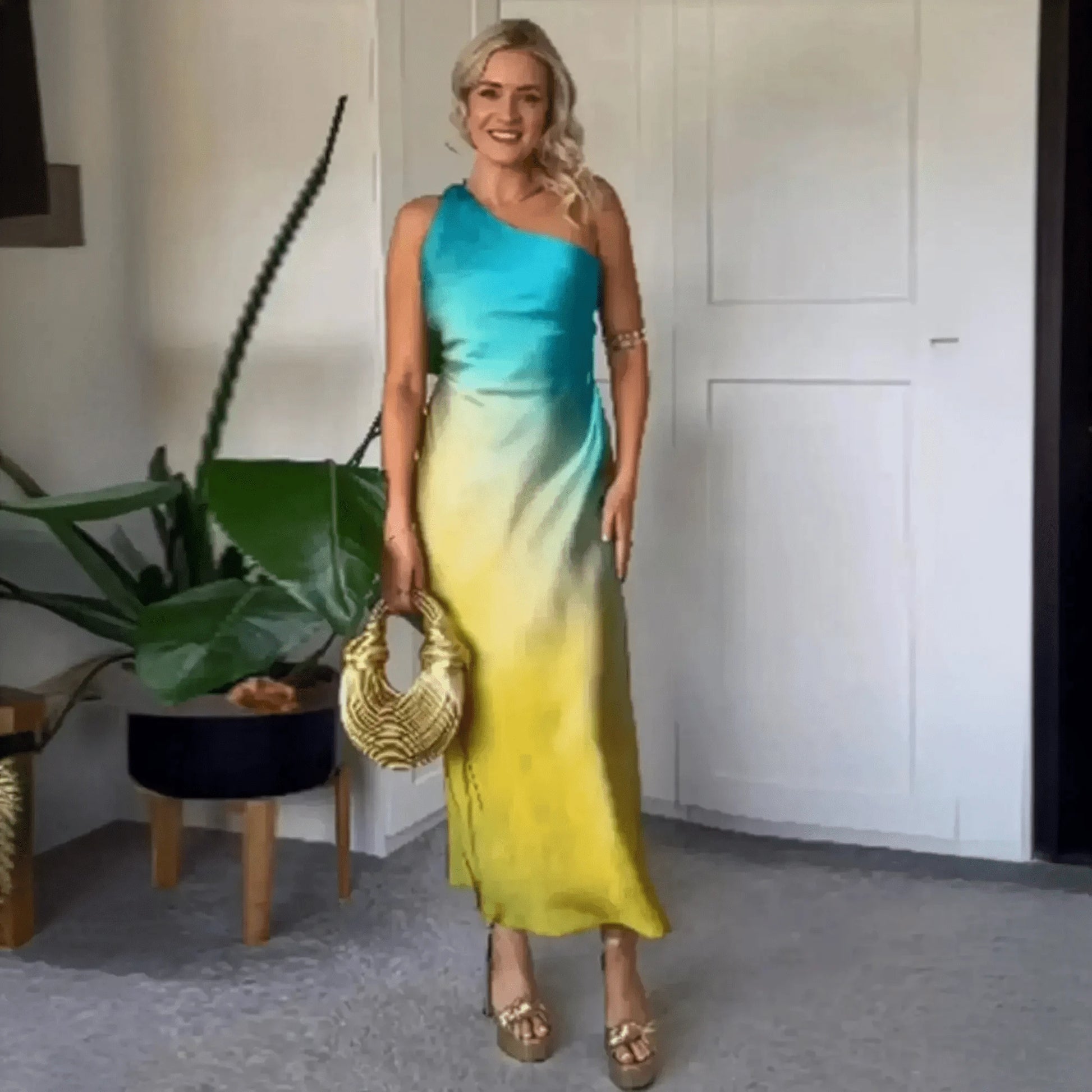 Robe Longue Asymétrique Imprimée - Saylana