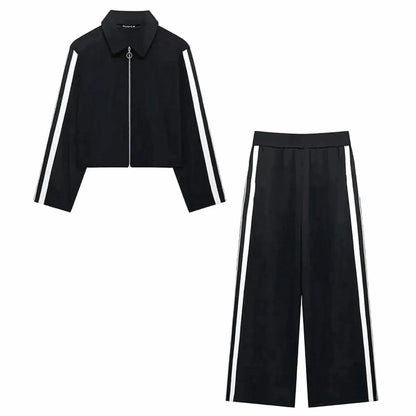 Ensemble Court Noir : Veste + Pantalon Patchwork - Saylana
