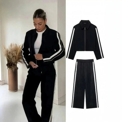 Ensemble Court Noir : Veste + Pantalon Patchwork - Saylana