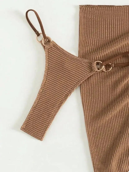 Set Bikini Marron 3 Pièces Push-Up-Saylana