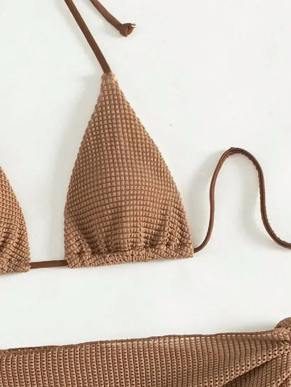 Set Bikini Marron 3 Pièces Push-Up-Saylana