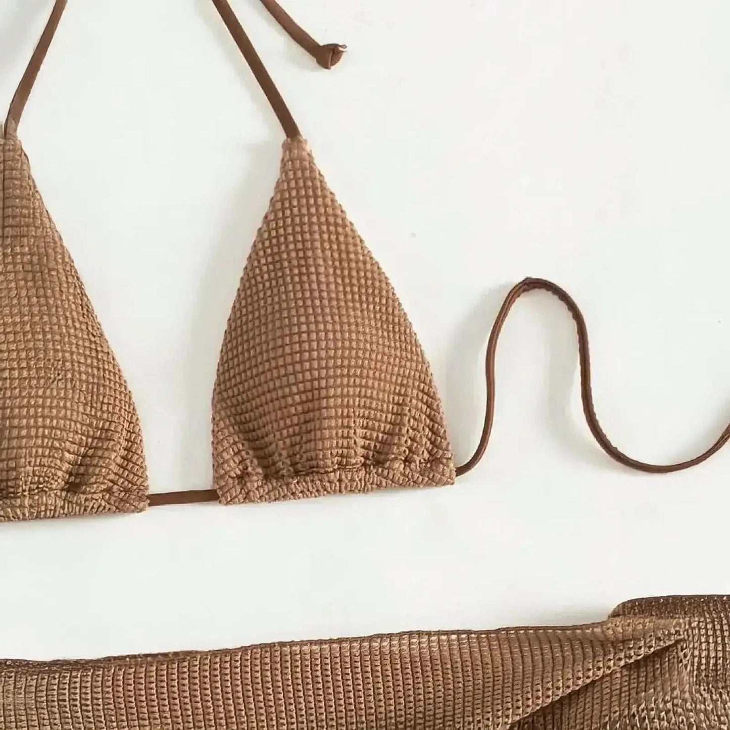 Set Bikini Marron 3 Pièces Push - Up - Saylana