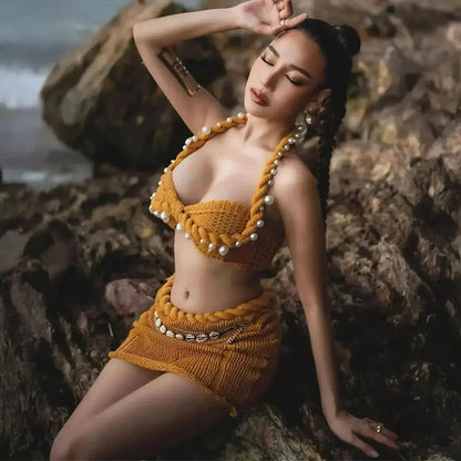 Set Bikini & Mini Jupe Perlé - Saylana