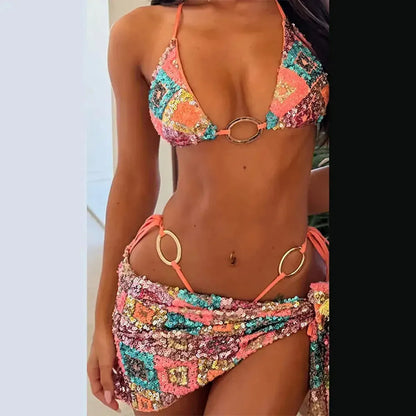 Set Bikini Pailleté & Jupe Ruban-Saylana
