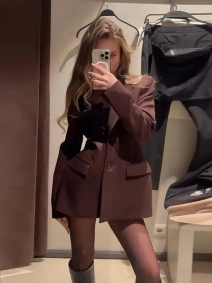 Set Blazer Épaulé & Mini Jupe A-Ligne-Saylana