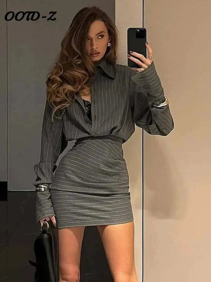 Set Chemise & Mini Jupe Rayée-Saylana