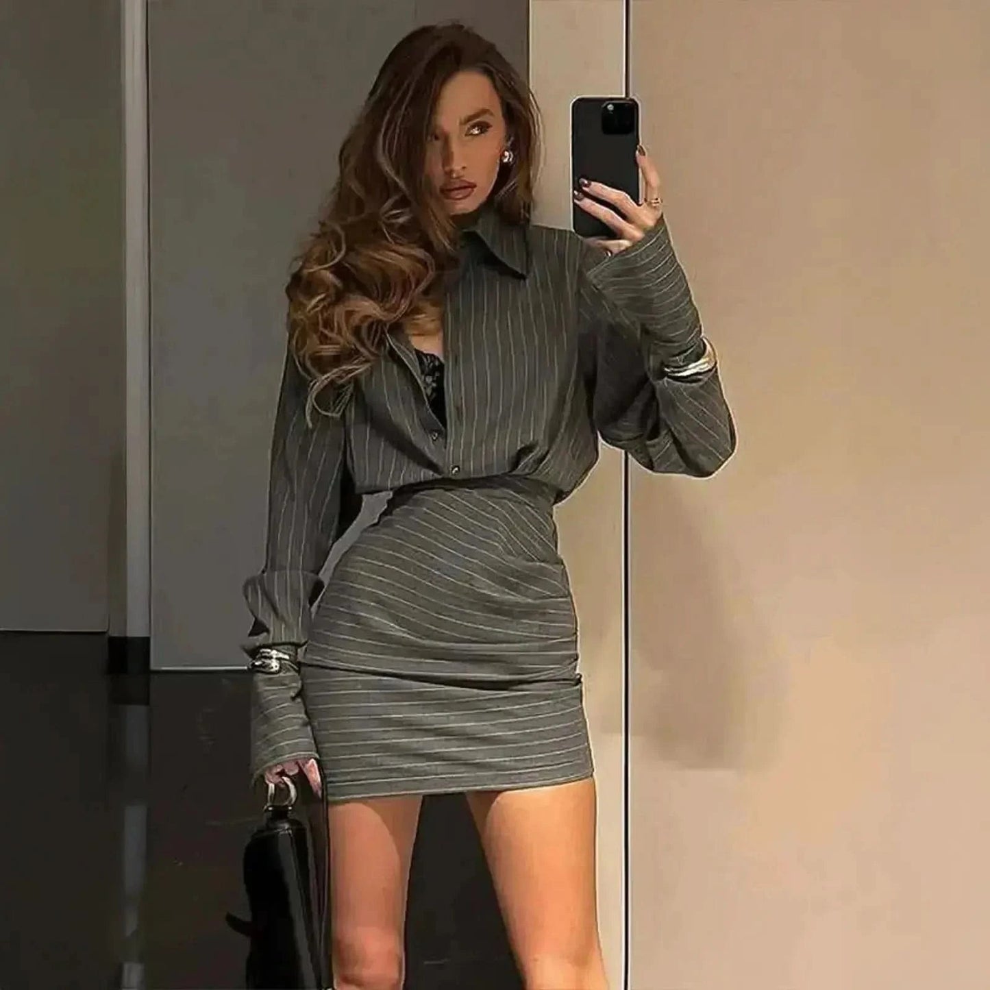 Set Chemise & Mini Jupe Rayée - Saylana