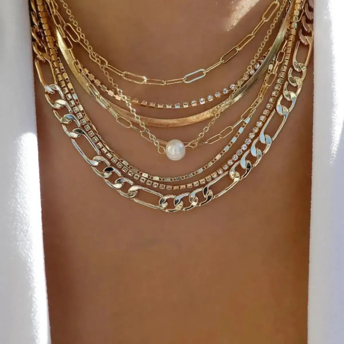 Set Colliers Multi-Rangs Dorés-Saylana