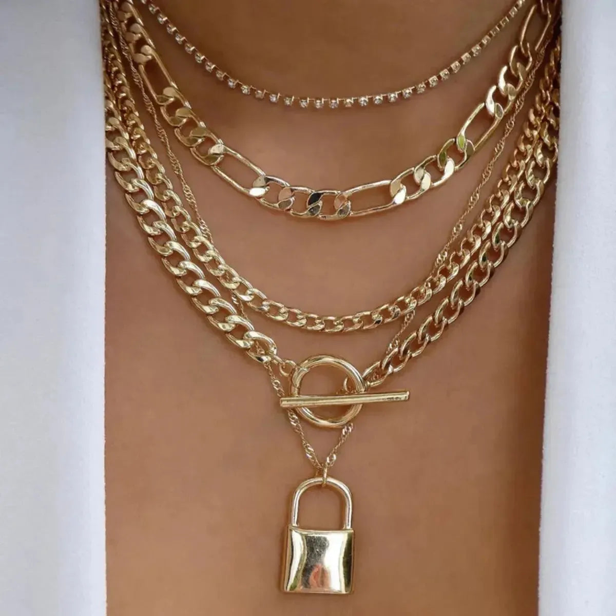 Set Colliers Multi-Rangs Dorés-Saylana