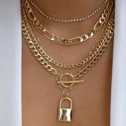 Set Colliers Multi-Rangs Dorés-Saylana