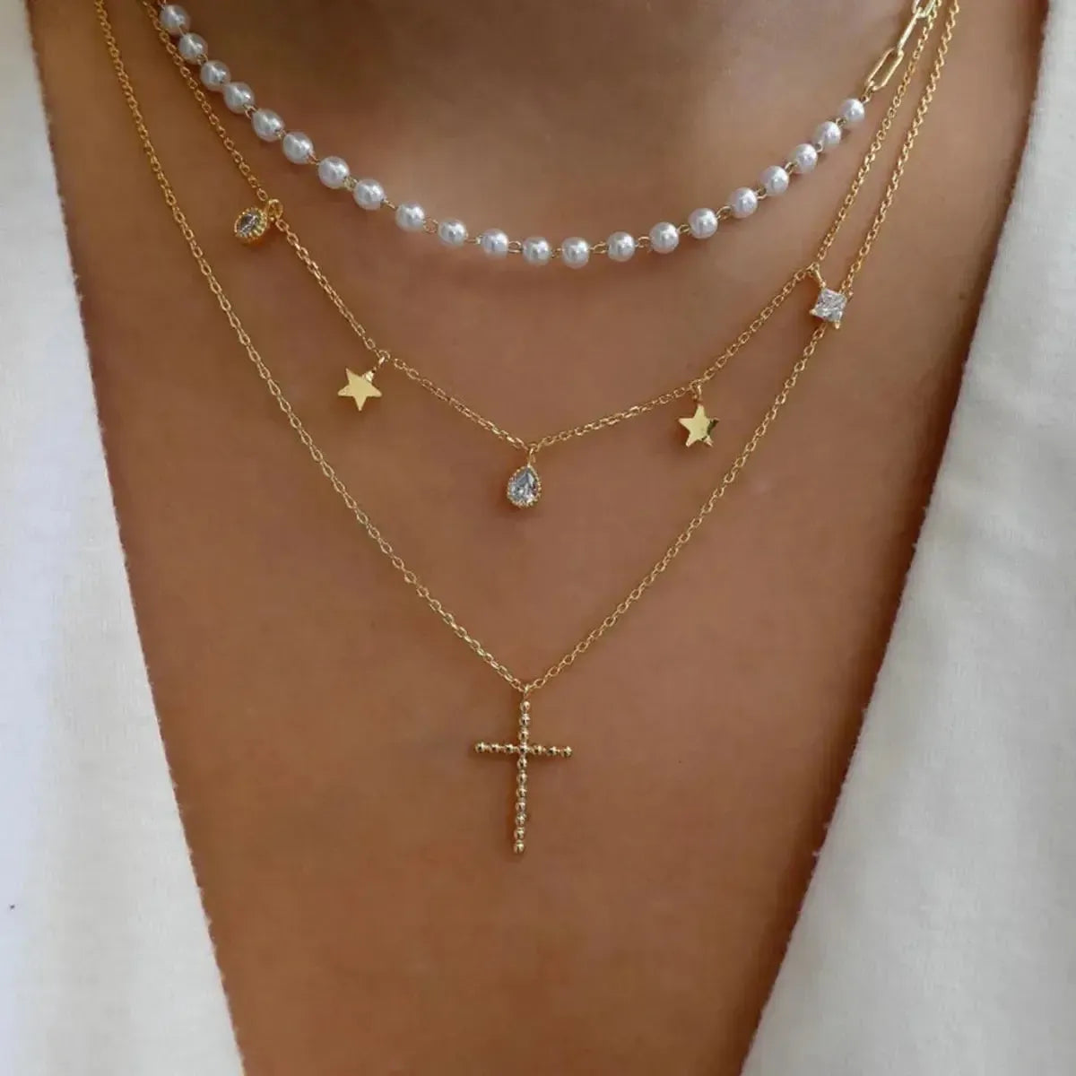 Set Colliers Multi-Rangs Dorés-Saylana