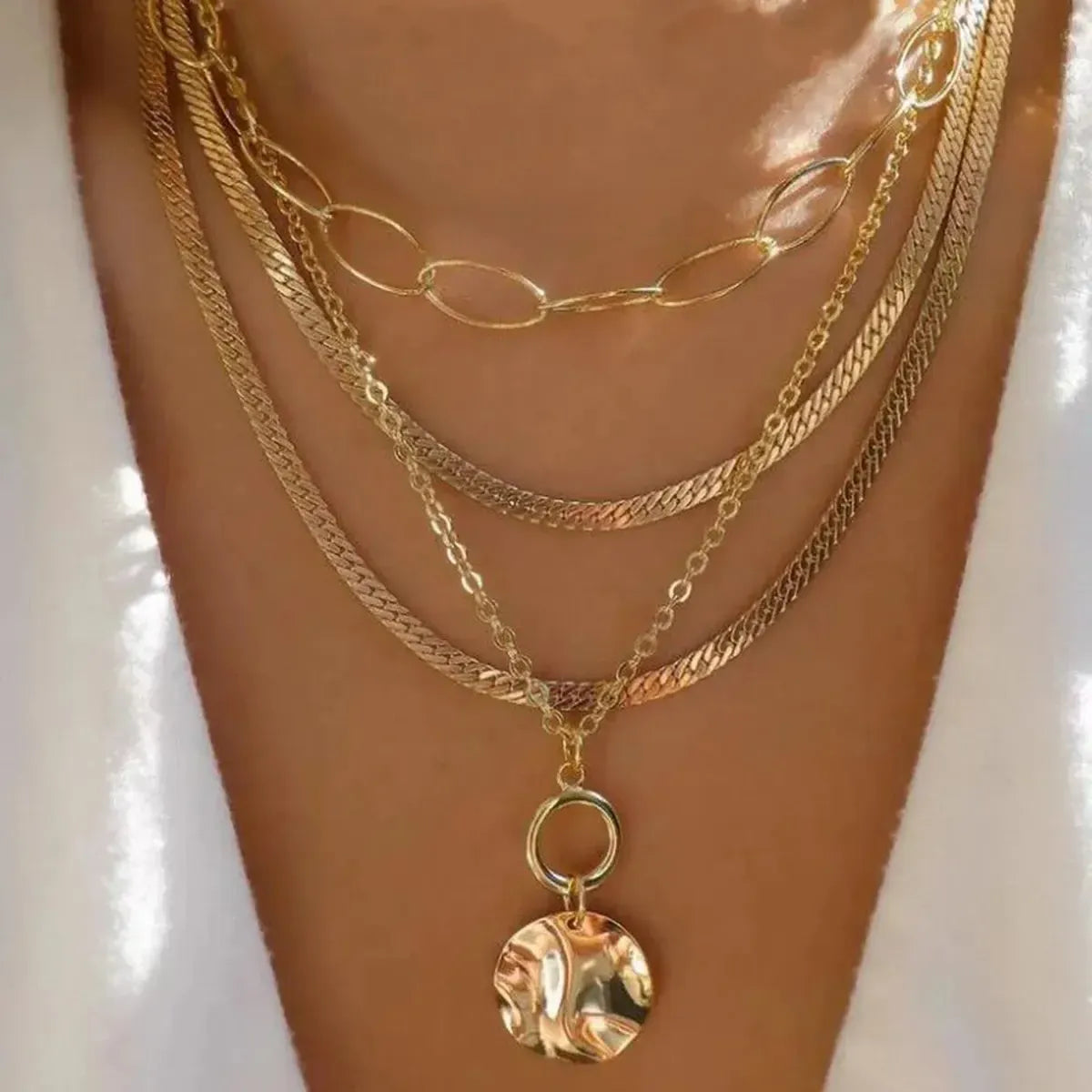 Set Colliers Multi-Rangs Dorés-Saylana