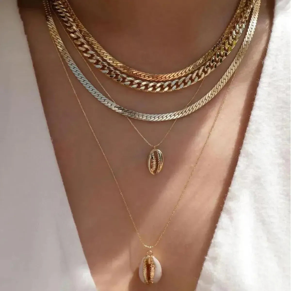 Set Colliers Multi-Rangs Dorés-Saylana